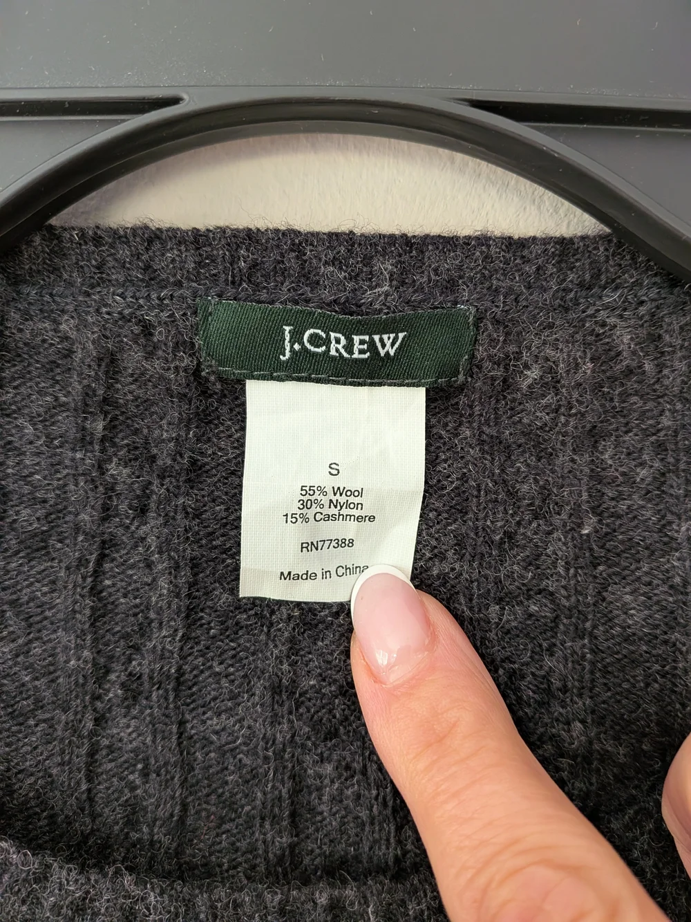 J.Crew Wool Cashmere Cable Knit Crewneck Sweater Charcoal Gray S